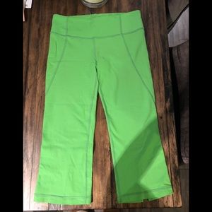 Lime green Lululemon Gather & Crow crops
